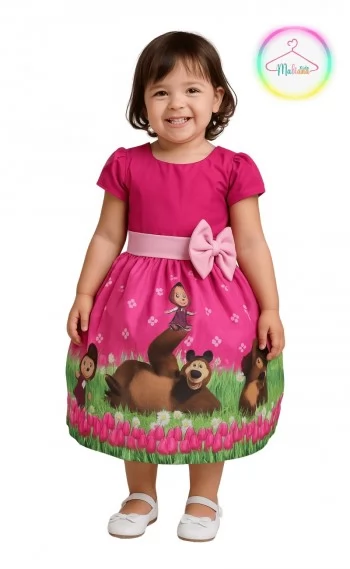 Vestido Infantil Menina e o Urso Novo 2