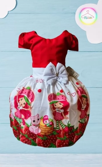 Vestido Infantil Tema Moranguinho