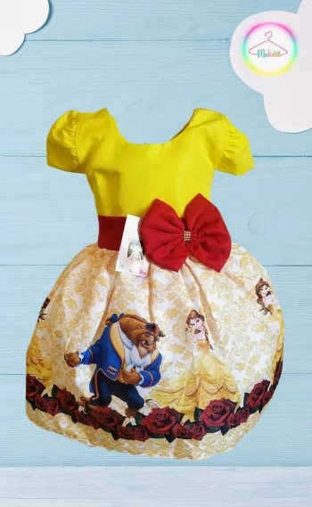 Vestido Infantil tema Princesa Bela