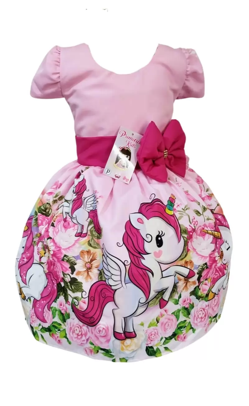 Vestido Infantil tema Unicórnio Baby