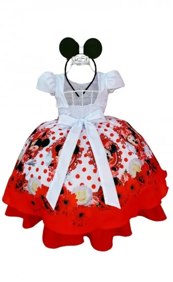 Vestido Luxinho Ratinha Vermelha perolas novo