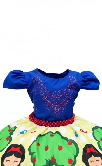 Vestido Infantil Branca Cinto Pérolas