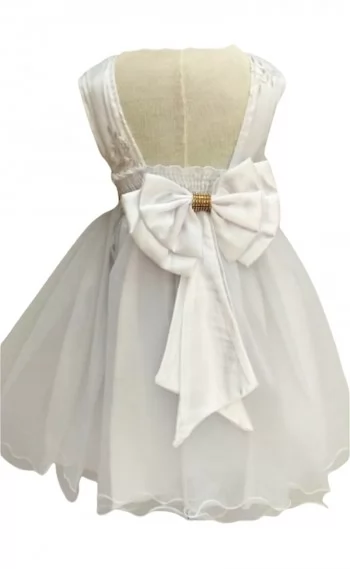 Vestido Infantil Festa Branco Enjoy Cinto Dourado