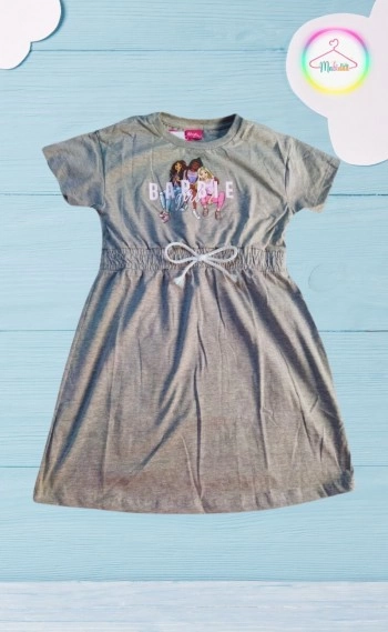 Vestido Infantil Barbie Girl - Cinza