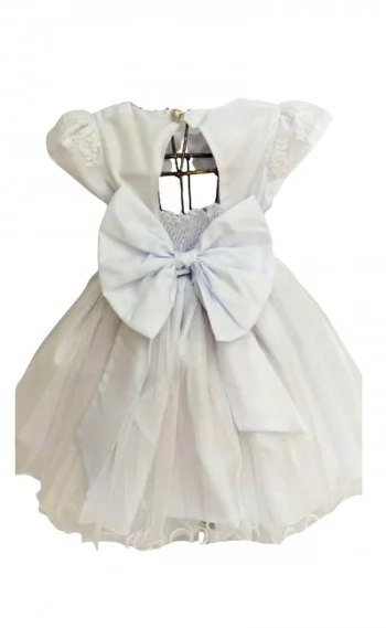 Vestido Infantil Festa Branco Mari