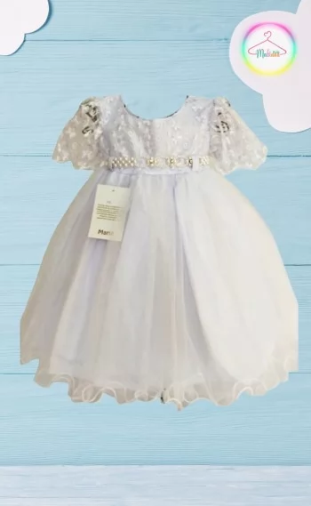 Vestido Infantil Festa Branco Mariê