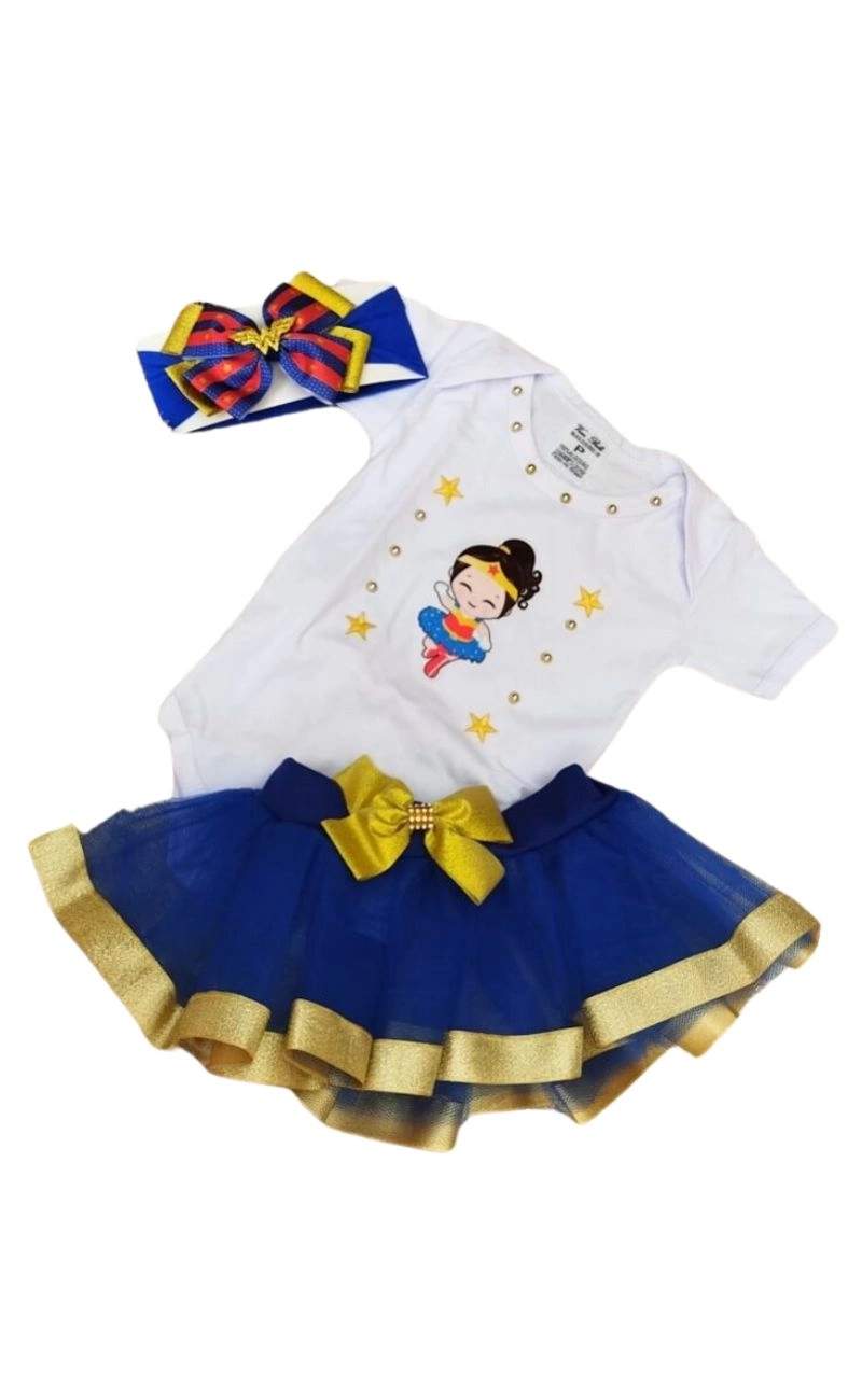 Conjunto bebê tema Mulher Heroina Baby