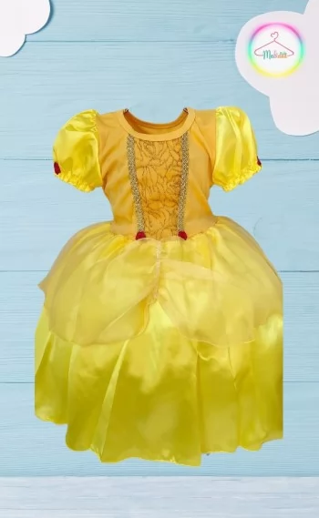 Vestido Fantasia Luxinho Princesas Amarelo