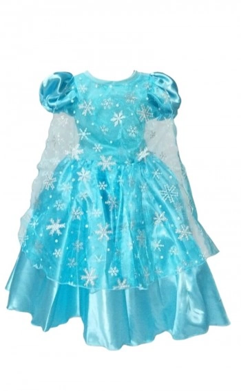 Vestido Fantasia Luxo Princesas Azul Festa com capa