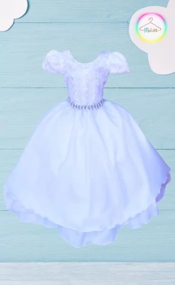 Vestido Festa Renda florzinha Branco