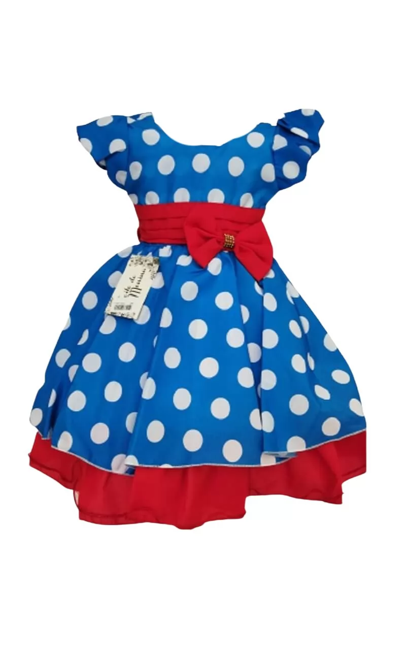 Vestido Infantil Festa Azul Bolinha