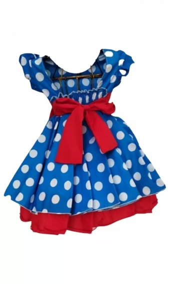Vestido Infantil Festa Azul Bolinha