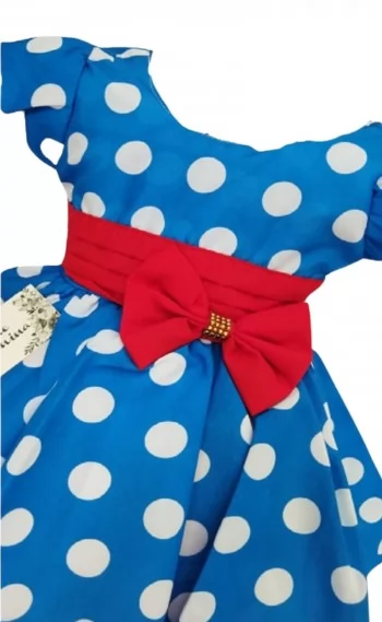 Vestido Infantil Festa Azul Bolinha