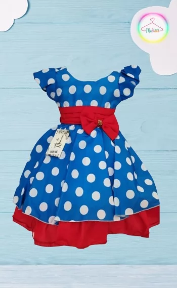 Vestido Infantil Festa Azul Bolinha