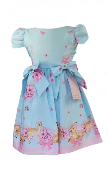 Vestido Infantil Festa Azul Claro -  Floresta, Jardins, Encanto da Floresta