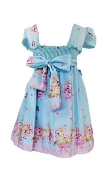 Vestido Infantil Festa Azul Claro -  Floresta, Jardins, Encanto da Floresta