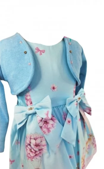 Vestido Infantil Festa Azul Claro -  Floresta, Jardins, Encanto da Floresta