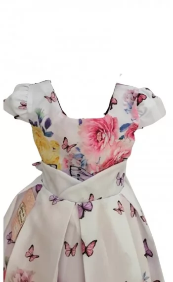 Vestido Infantil Festa Floral Branco