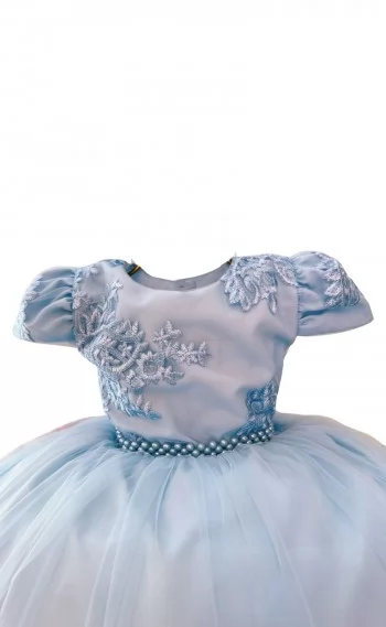 Vestido Infantil Festa Longo Azul Bebê