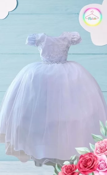 Vestido Infantil Festa Longo Branco