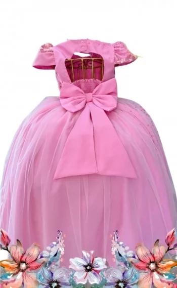 Vestido Infantil Festa Longo Rosa Claro