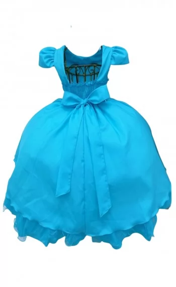 Vestido Infantil Festa Nervura Azul Claro