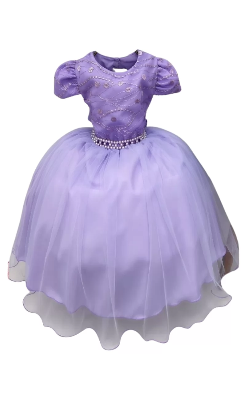 Vestido Infantil Festa Renda Lilás