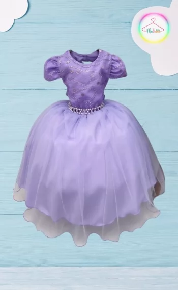 Vestido Infantil Festa Renda Lilás