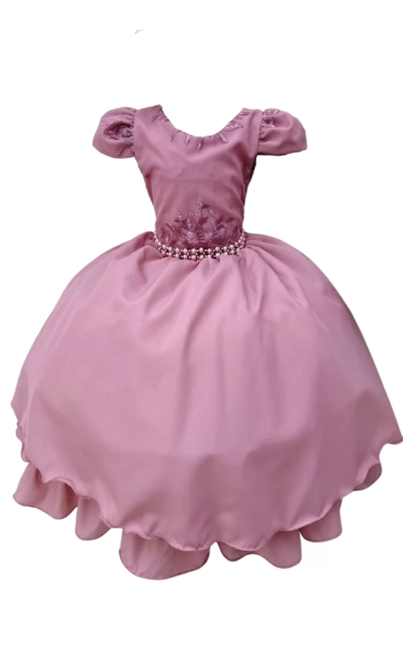 Vestido Infantil Festa Renda Rose
