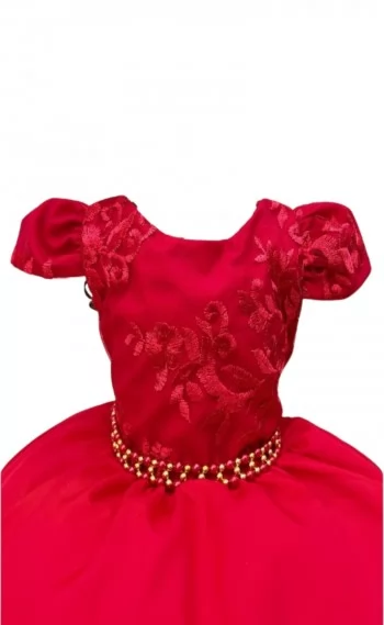 Vestido Infantil Festa Renda Vermelho