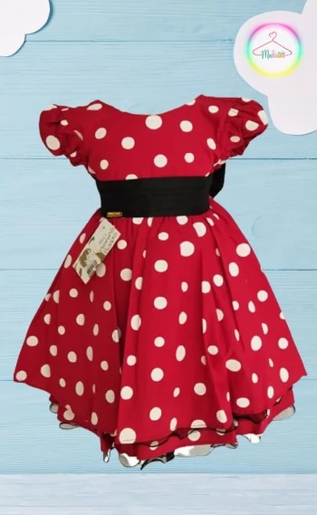 Vestido Infantil Festa Vermelho Bolinhas